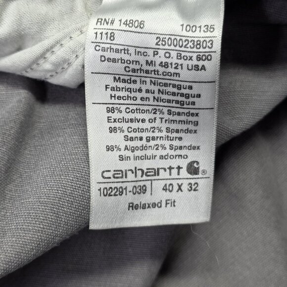 Carhartt Pants Mens 40x32 Actual 29 Gray Relaxed Stretch Work Carpenter Utility - Picture 6 of 9